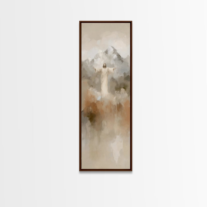 Sacred Misty Dawn | Framed Canvas Print | Jesus Painting | Christian Art Canvas | Christian Wall Art | Skinny Art | Christian Christmas Art
