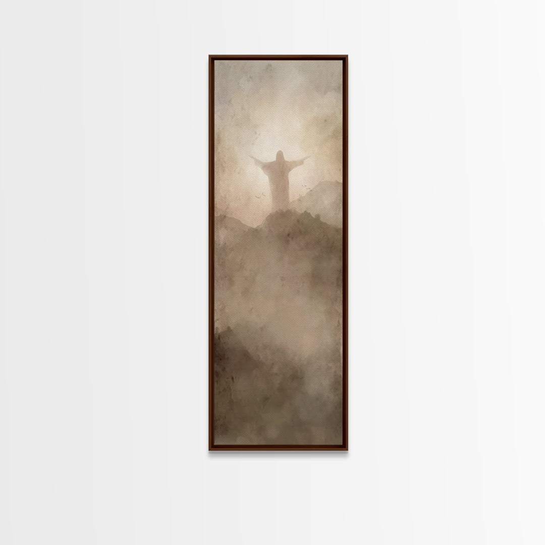 Shepherd’s Quiet Path – Framed Canvas Print – Christian Art Canvas – Jesus Painting – Christian Wall Art – Tall Skinny Art Print – Christma
