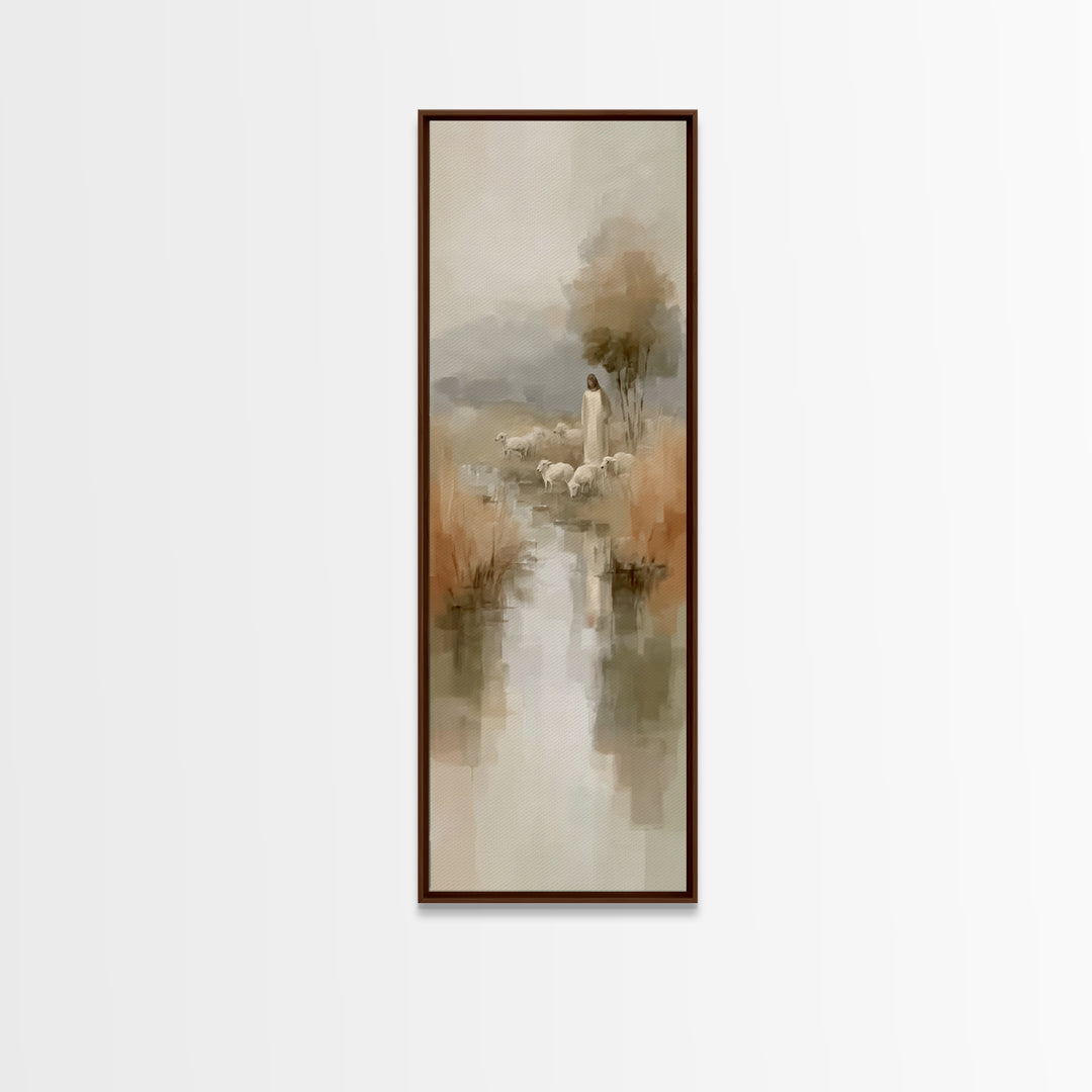 Valley of Still Grace – Framed Canvas Print – Jesus Painting – Christian Wall Art – Christian Art Canvas – Skinny Art – Christian Christmas