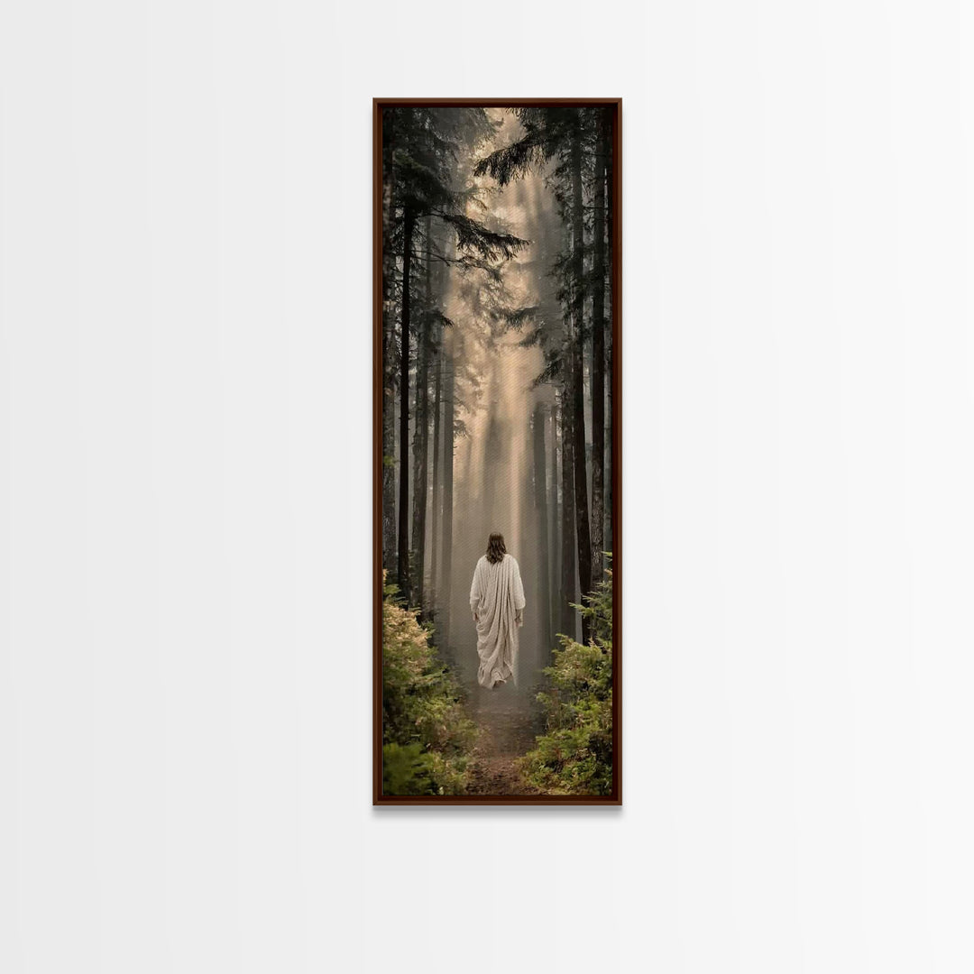 Heavenly Woodland Path – Framed Canvas Print – Christian Wall Art – Christian Art Canvas – Jesus Painting – Tall Skinny Art Print – Christi