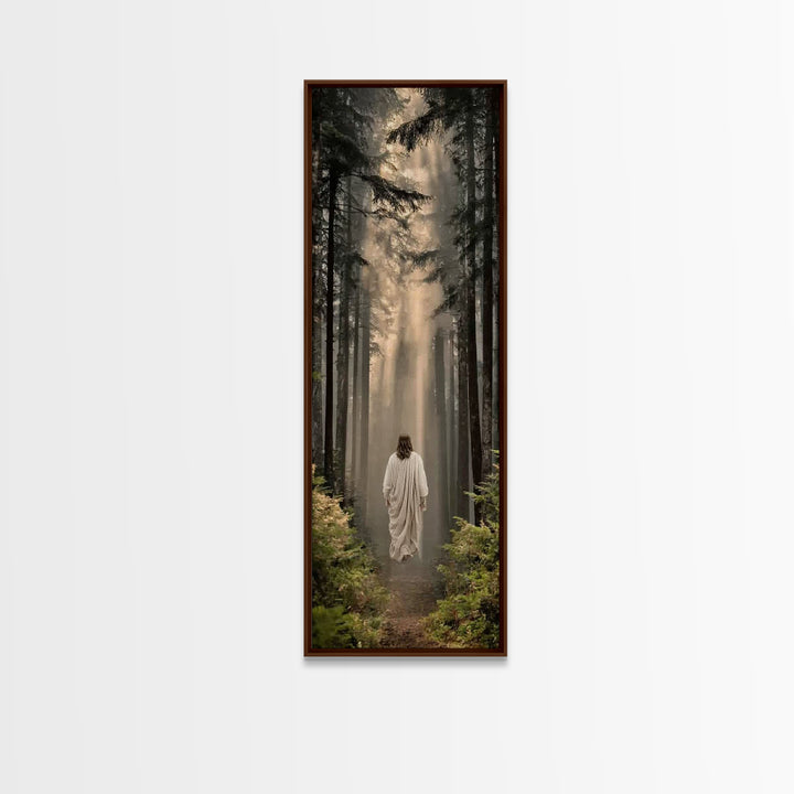 Heavenly Woodland Path – Framed Canvas Print – Christian Wall Art – Christian Art Canvas – Jesus Painting – Tall Skinny Art Print – Christi