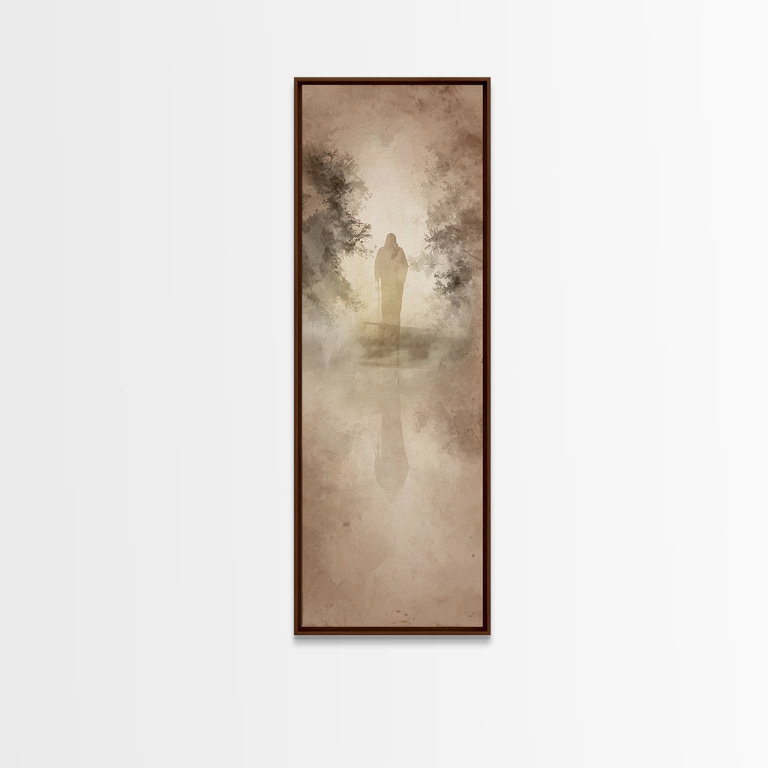 Autumn Prayer Walk | Framed Canvas Print | Christian Art Canvas | Jesus Painting | Christian Wall Art | Narrow Art | Christian Christmas Ar