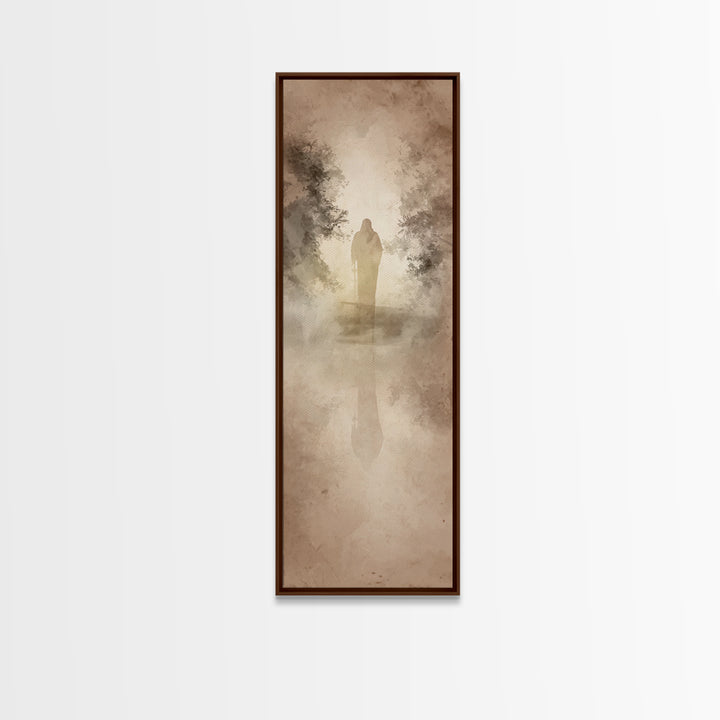 Autumn Prayer Walk | Framed Canvas Print | Christian Art Canvas | Jesus Painting | Christian Wall Art | Narrow Art | Christian Christmas Ar