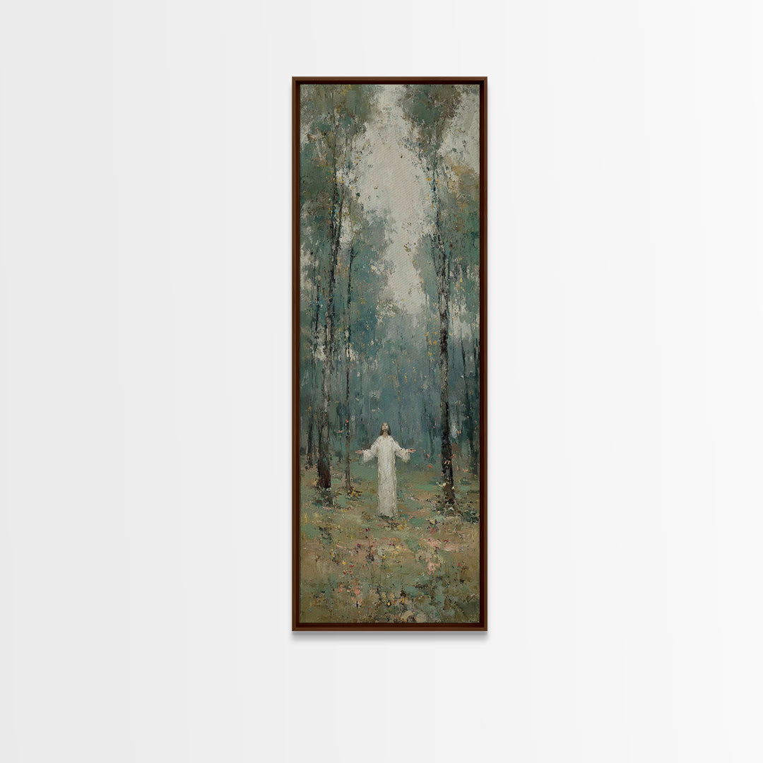 Radiant Woods Blessing, Framed Canvas Print, Christian Wall Art, Christian Art Canvas, Jesus Painting, Tall Narrow Wall Art, Christian Chri