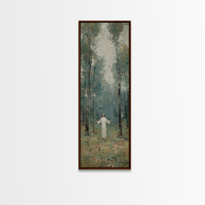 Radiant Woods Blessing, Framed Canvas Print, Christian Wall Art, Christian Art Canvas, Jesus Painting, Tall Narrow Wall Art, Christian Chri