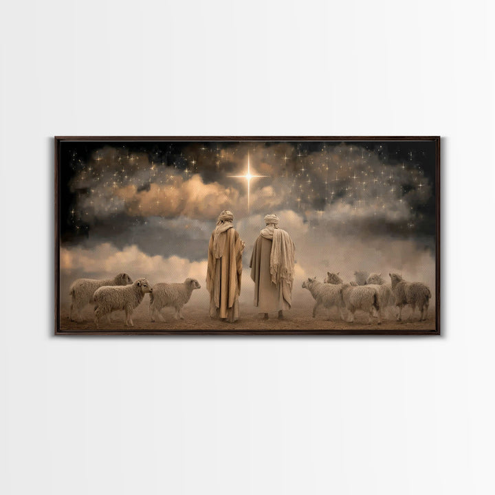 Guiding Star Night – Framed Canvas Print – Christian Wall Art – Christmas Art – Christian Art Canvas – Jesus Christmas Art – Christian Deco