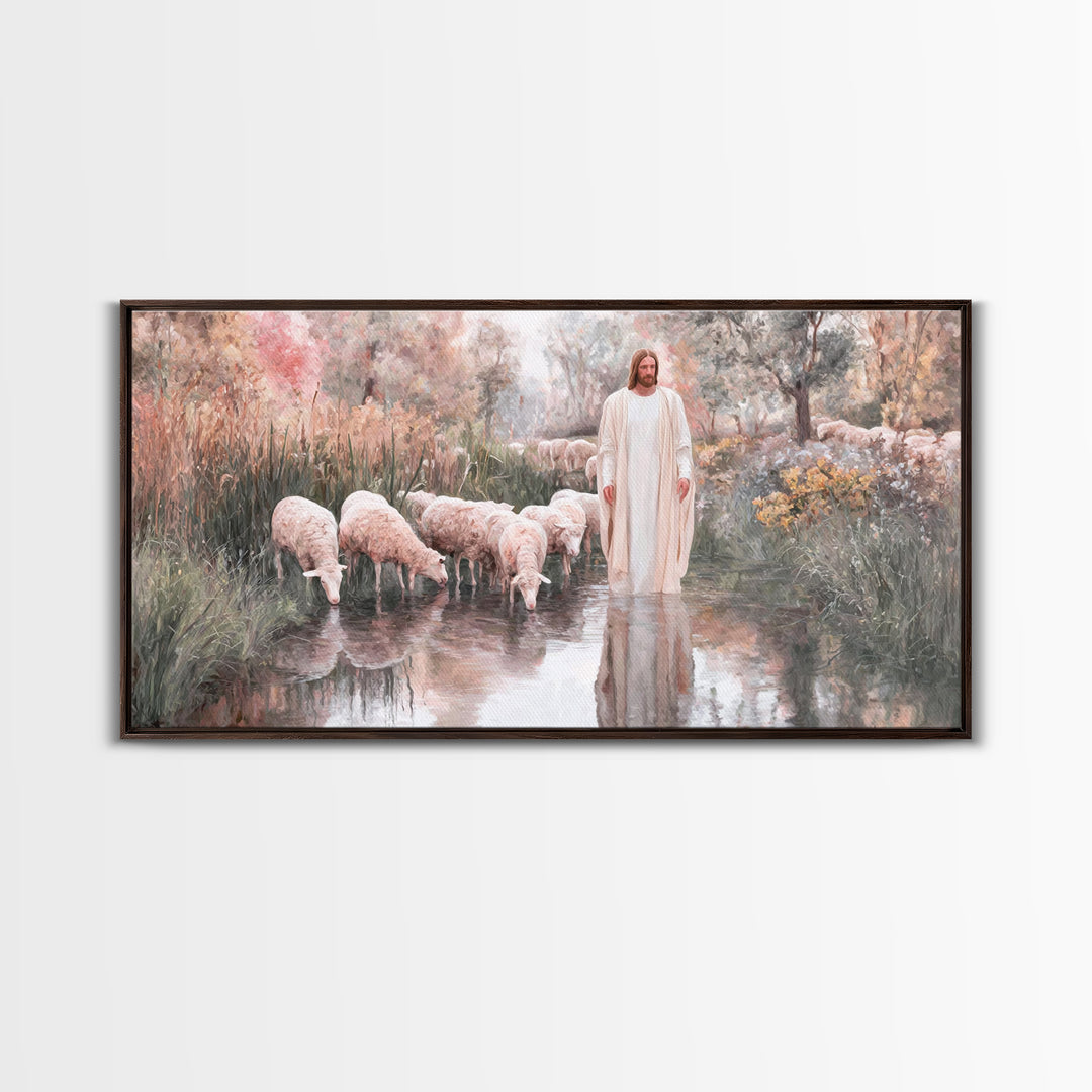 Pastoral Sunrise - Framed Canvas Print - Christian Wall Art - Christian Art Canvas - Christian Gift - Jesus Painting - Christian Art