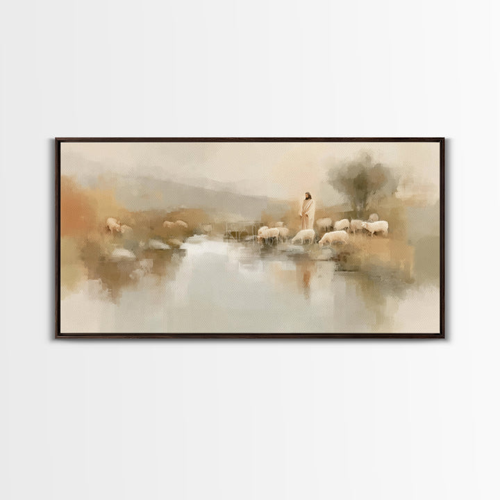 River of Peace | Framed Canvas Print | Christian Art Canvas | Jesus Painting | Christmas Art | Christian Wall Art | Subtle Christian Art