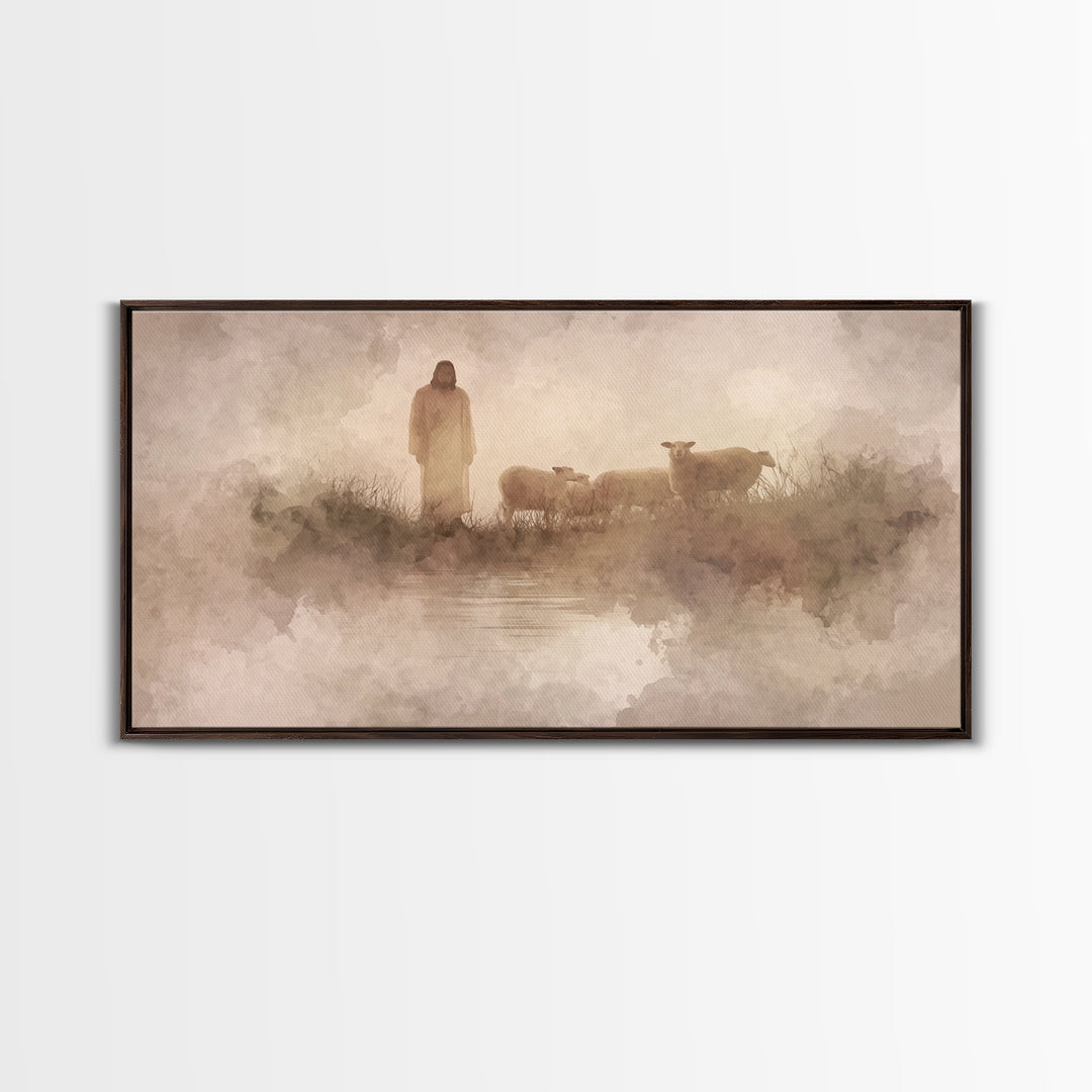 Morning Grace, Framed Canvas Print, Christian Art Print, Jesus Painting, Christian Wall Art, Christian Christmas Art, Minimalist Christian