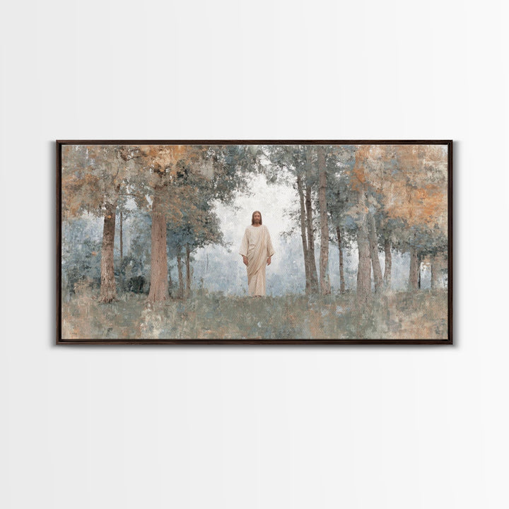 Divine Meadow, Framed Canvas Print, Christian Wall Art, Jesus Painting, Christian Art Canvas, Subtle Christian Art, Christian Christmas Art