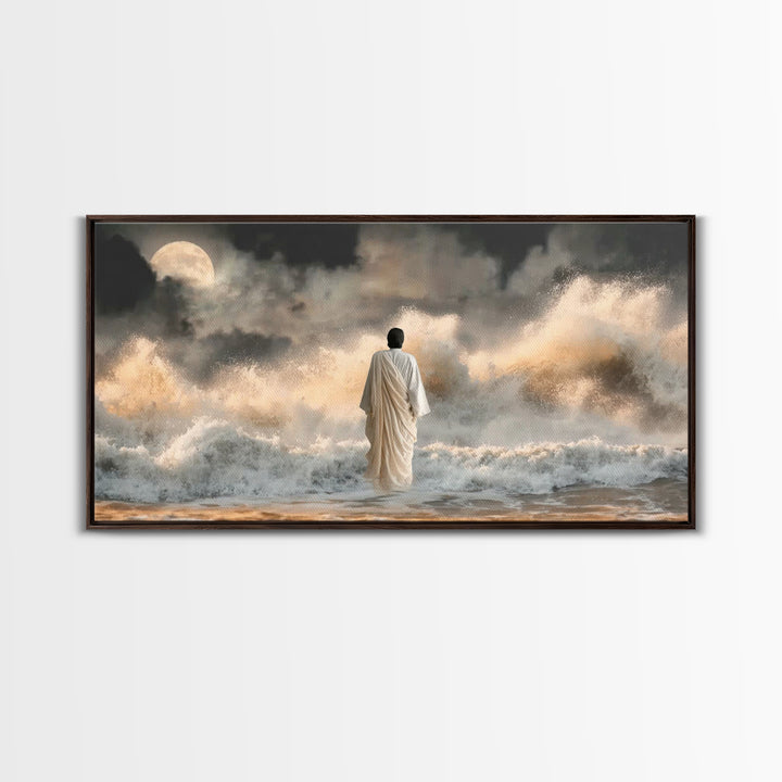 Moonlit Deliverance – Framed Canvas Print – Christian Wall Art – Jesus Painting – Christian Art Canvas – Moody Christian Art – Christian Gi