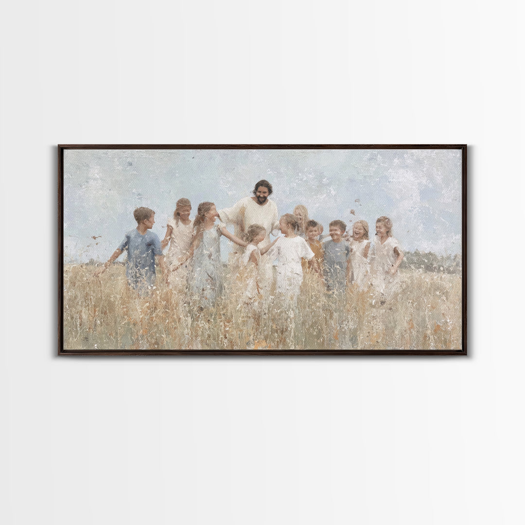 Fields Of Joy – Framed Canvas Print – Christian Wall Art – Jesus Painting – Christian Art Canvas – Christmas Art – Christian Decor