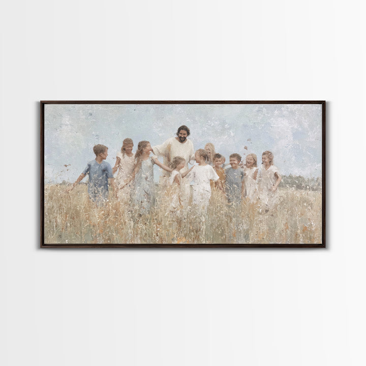 Fields Of Joy – Framed Canvas Print – Christian Wall Art – Jesus Painting – Christian Art Canvas – Christmas Art – Christian Decor