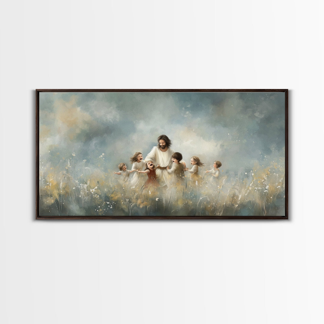 Gentle Shepherd Light | Framed Canvas Print | Christian Art Canvas | Jesus Painting | Christian Wall Art | Christian Christmas Art | Christ