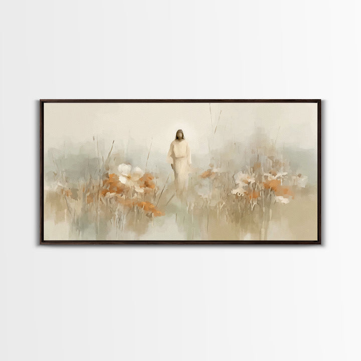 Peaceful Dawn Path – Framed Canvas Print – Jesus Painting – Christian Art Canvas – Christian Wall Art – Christmas Art – Christian Gift Idea