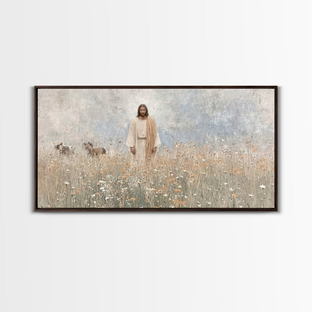 Sacred Garden Quiet, Framed Canvas Print, Christian Art Print, Jesus Paintings, Christian Wall Art, Christmas Art Prints, Christian Decor,