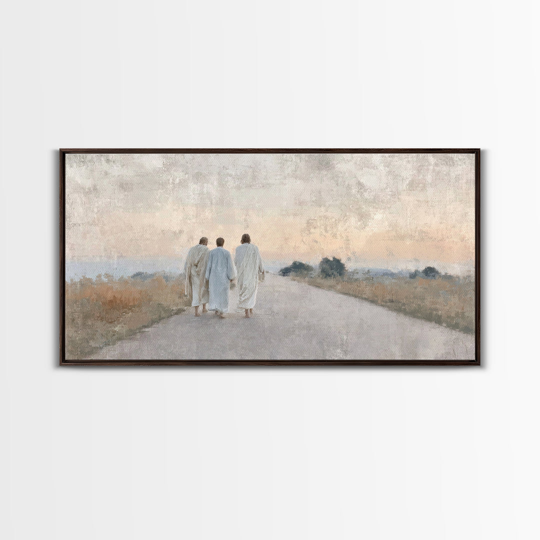 Road Of Companions | Framed Canvas Print | Christian Art Canvas | Christian Wall Art | Christian Paintings | Jesus Painting | Christian Dec