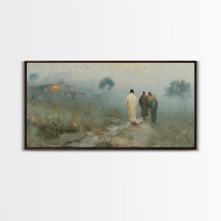Walk To Hope | Framed Canvas Print | Christian Art Canvas | Jesus Painting | Modern Christian Art | Christian Wall Art | Christmas Art
