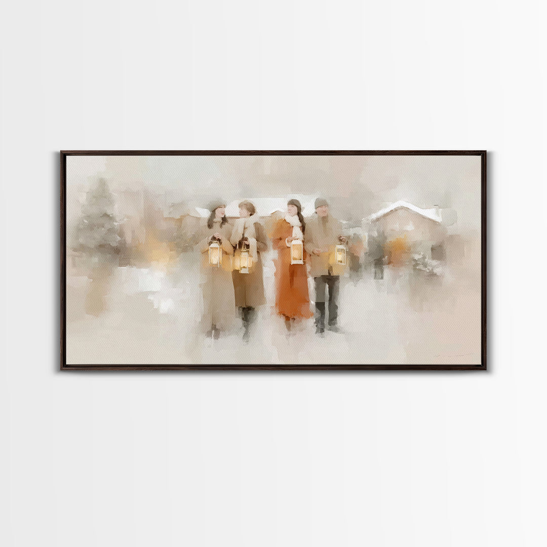 Lantern Fellowship | Framed Canvas Print | Christian Christmas Art | Christmas Wall Art | Christian Art Canvas | Modern Christian Art | Xma
