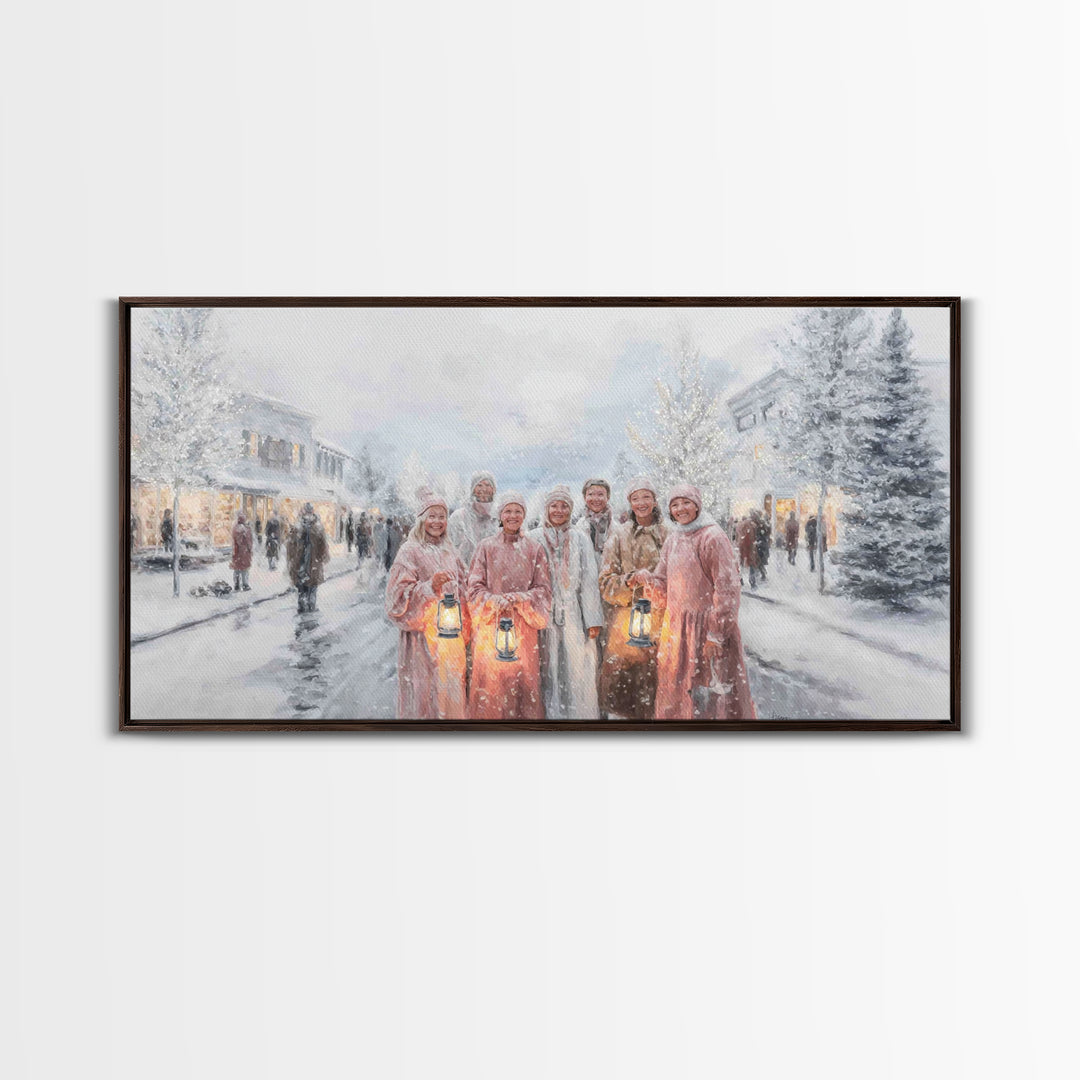Snowlit Harmony, Framed Canvas Print, Christian Wall Art, Christmas Art Prints, Christian Christmas Art, Christian Art Canvas, Christian Gi