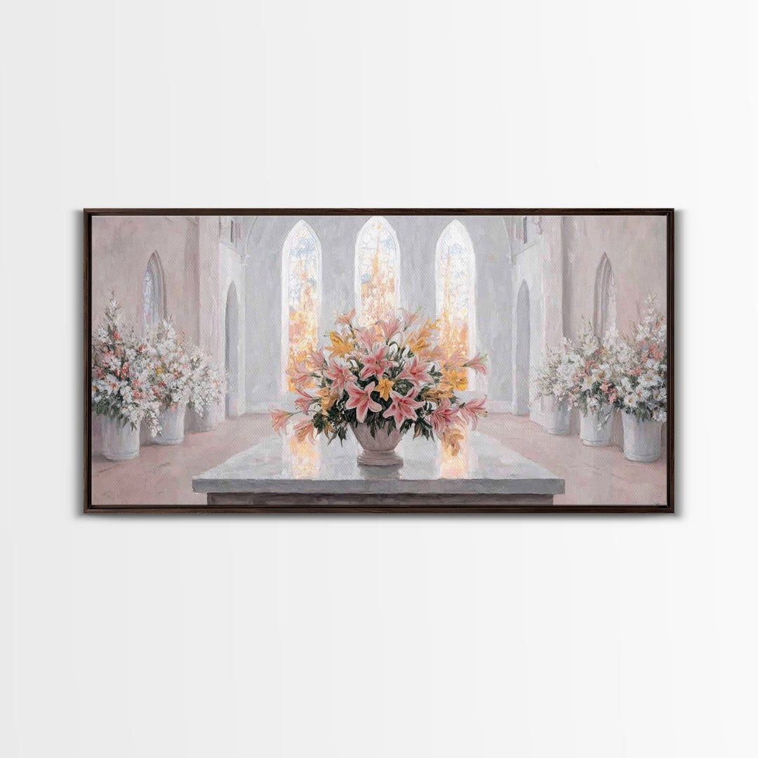 Radiant Blossoms, Framed Canvas Print, Christian Wall Art, Subtle Christian Art, Christian Art Canvas, White Christmas Art, Christian Decor