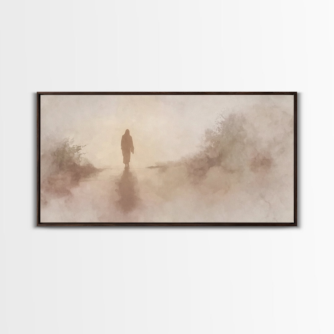 Solitary Savior Path – Framed Canvas Print – Jesus Painting – Jesus Canvas Art – Christian Wall Art – Modern Christian Art – Large Jesus Pa