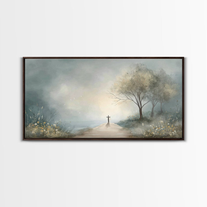 Crossroad Of Hope – Framed Canvas Print – Christian Wall Art – Christian Art Canvas – Christian Art Work – Moody Christian Art – Christian