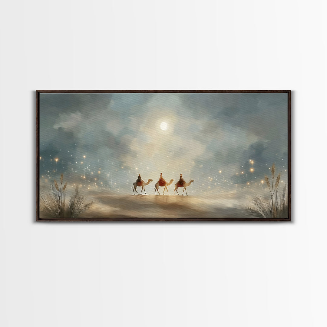 Guided By Starlight, Framed Canvas Print, Christmas Art Prints, Christian Christmas Art, Christian Wall Art, Christian Decor