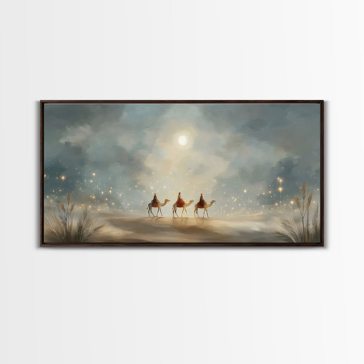Guided By Starlight, Framed Canvas Print, Christmas Art Prints, Christian Christmas Art, Christian Wall Art, Christian Decor