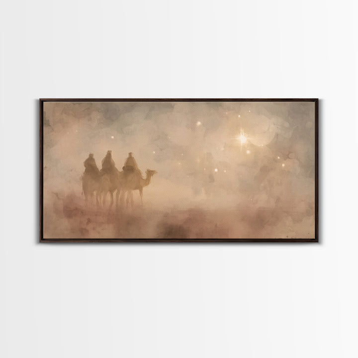 Wisemen In Dawn – Framed Canvas Print – Christian Christmas Art – Christmas Wall Art – Christian Art Canvas – Christian Decor