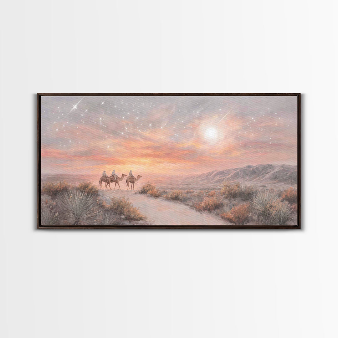 Desert Star Path, Framed Canvas Print, Christian Art Canvas, Christmas Art Prints, Christian Christmas Art, Christian Wall Art