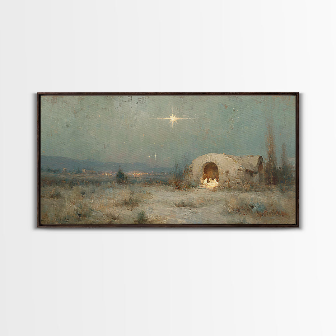 Bethlehem Light – Framed Canvas Print – Jesus Art – Christian Decor – Christian Canvas – Christian Gifts – Christian Art – Christmas Art