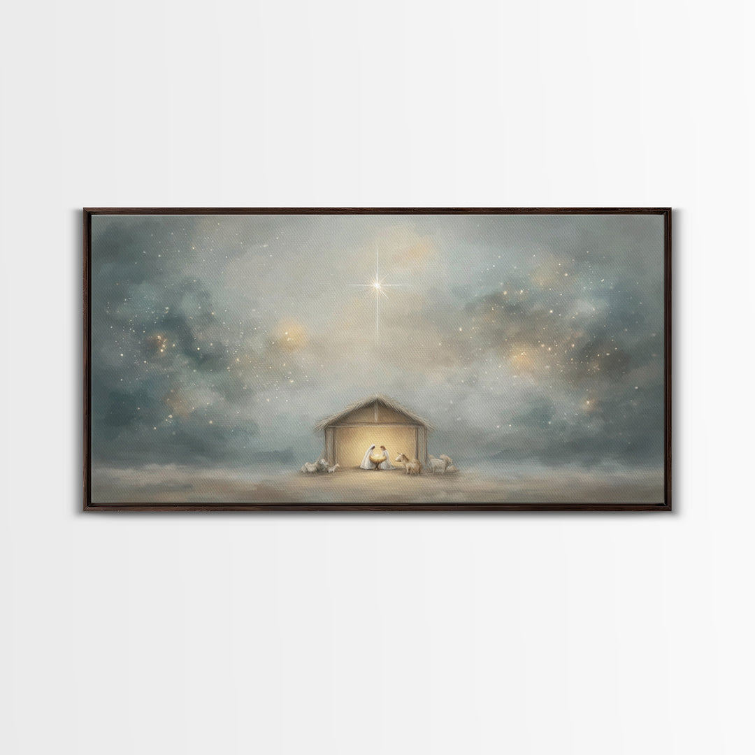 Desert Nativity – Framed Canvas Print – Jesus Art – Christian Gifts – Christian Decor – Christmas Art – Christian Canvas – Christian Art