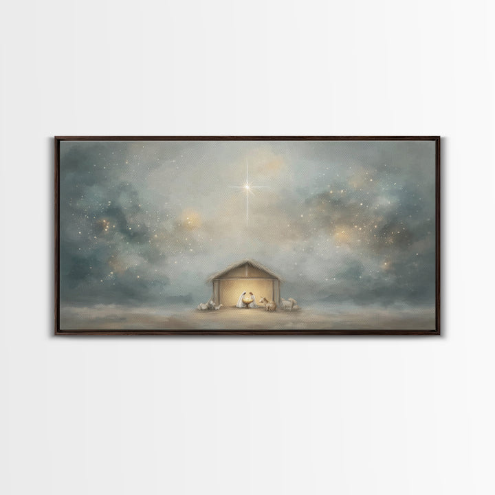 Desert Nativity – Framed Canvas Print – Jesus Art – Christian Gifts – Christian Decor – Christmas Art – Christian Canvas – Christian Art