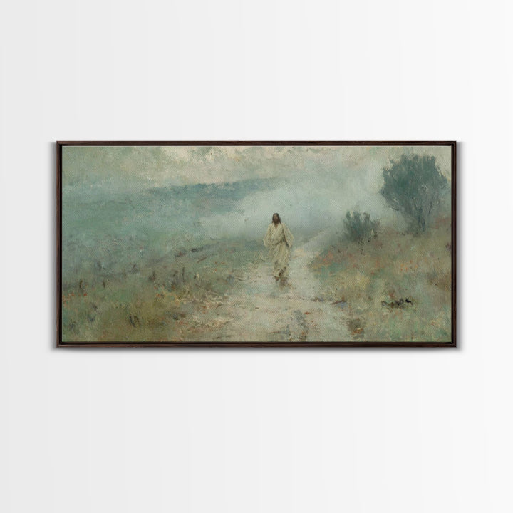 Quiet Valley Walk, Framed Canvas Print, Christian Wall Art, Christian Art Canvas, Jesus Painting, Large Christian Art, Christian Christmas