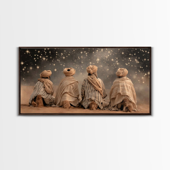 Night of Seeking Grace – Framed Canvas Print – Christian Art Canvas – Moody Christmas Art – Christian Wall Art – Christian Paintings – Chri