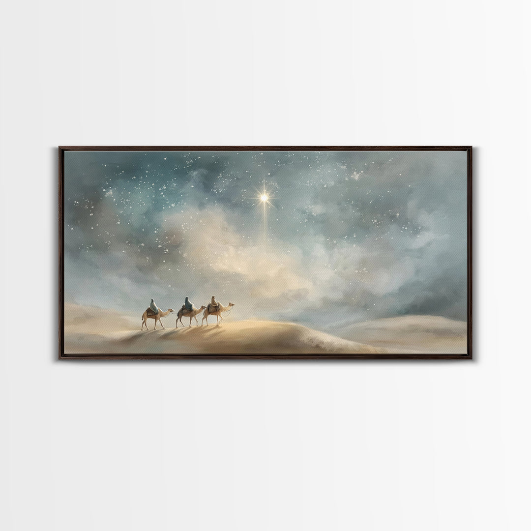 Desert Choir of Light – Framed Canvas Print – Christian Art – Christmas Wall Art – Christian Art Canvas – Christian Painting – Modern Chris