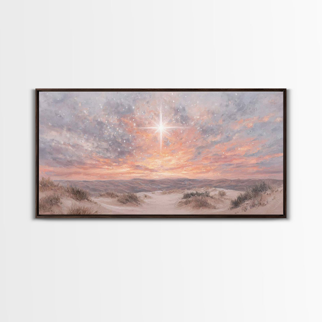 Morning Star Ascending, Framed Canvas Print, Christmas Wall Art, Christian Art Canvas, Christian Christmas Art, Christian Art Print, Moody