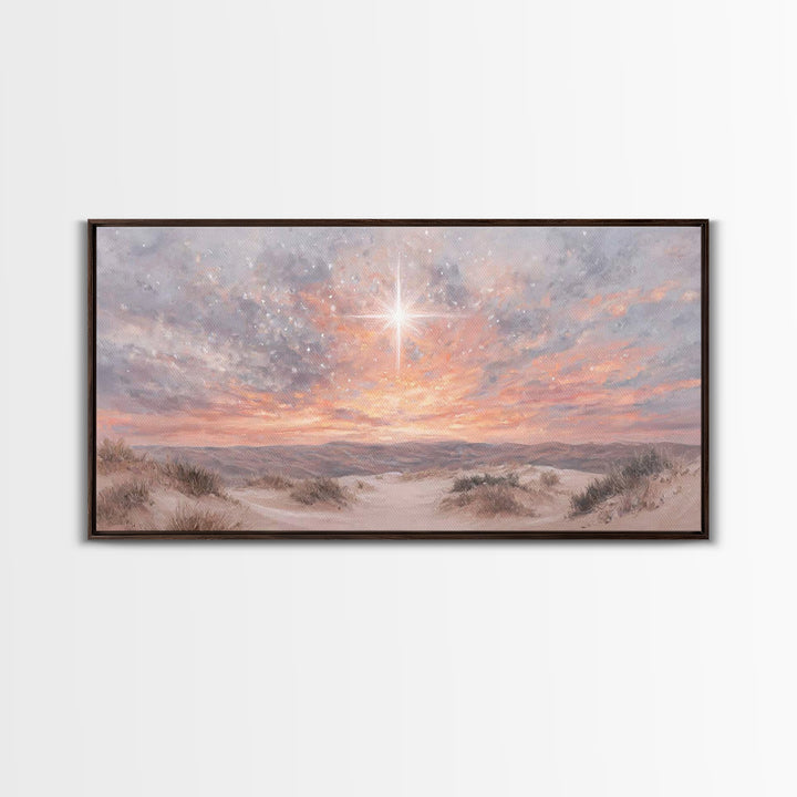 Morning Star Ascending, Framed Canvas Print, Christmas Wall Art, Christian Art Canvas, Christian Christmas Art, Christian Art Print, Moody