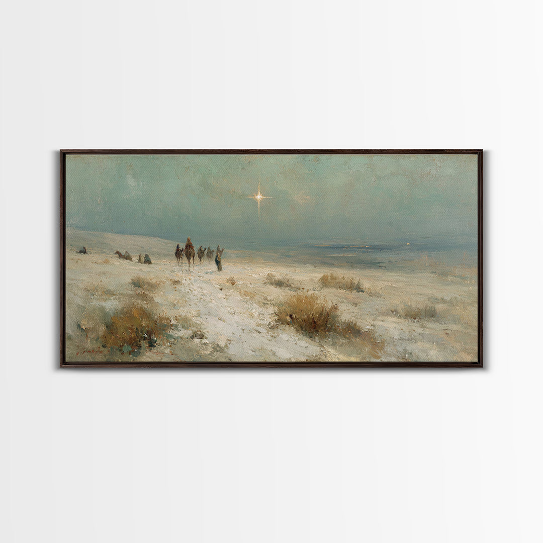 The Guiding Star – Framed Canvas Print – Christian Wall Art – Christmas Art – Jesus Painting – Christian Art Canvas – Christmas Wall Art