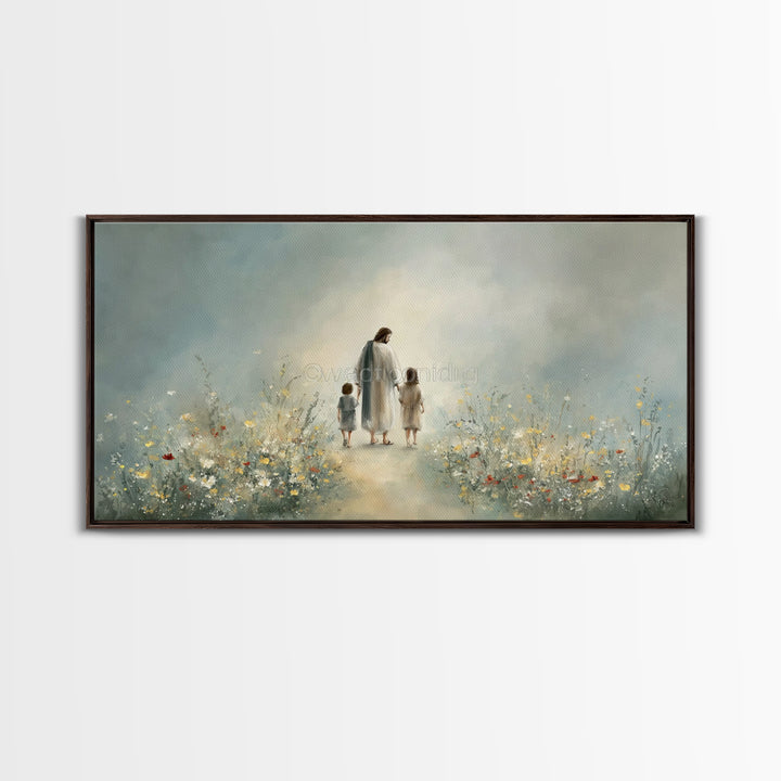 Walk in His Peace – Framed Canvas Print – Christian Art – Christian Wall Art – Jesus Painting – Christian Art Canvas – Christian Gift