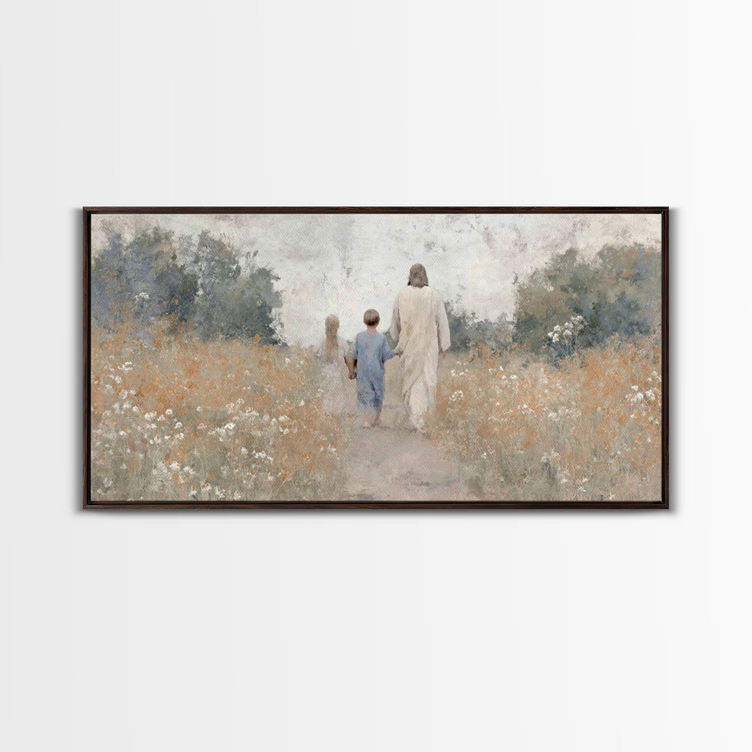Path of Light, Framed Canvas Print, Christian Wall Art, Christian Art Canvas, Jesus Painting, Christian Art, Christian Christmas Art