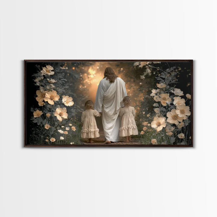 Garden Light Blessing, Framed Canvas Print, Jesus Painting, Christian Wall Art, Christian Art, Christian Art Canvas, Christian Gift