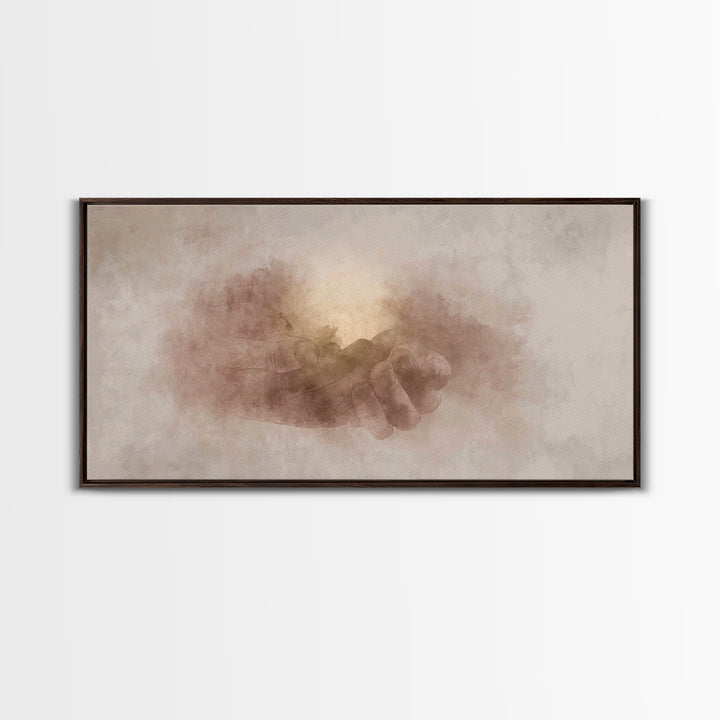 Grace in His Hands – Framed Canvas Print – Christian Art – Christian Art Canvas – Jesus Art Print – Christian Wall Art – Christian Gift