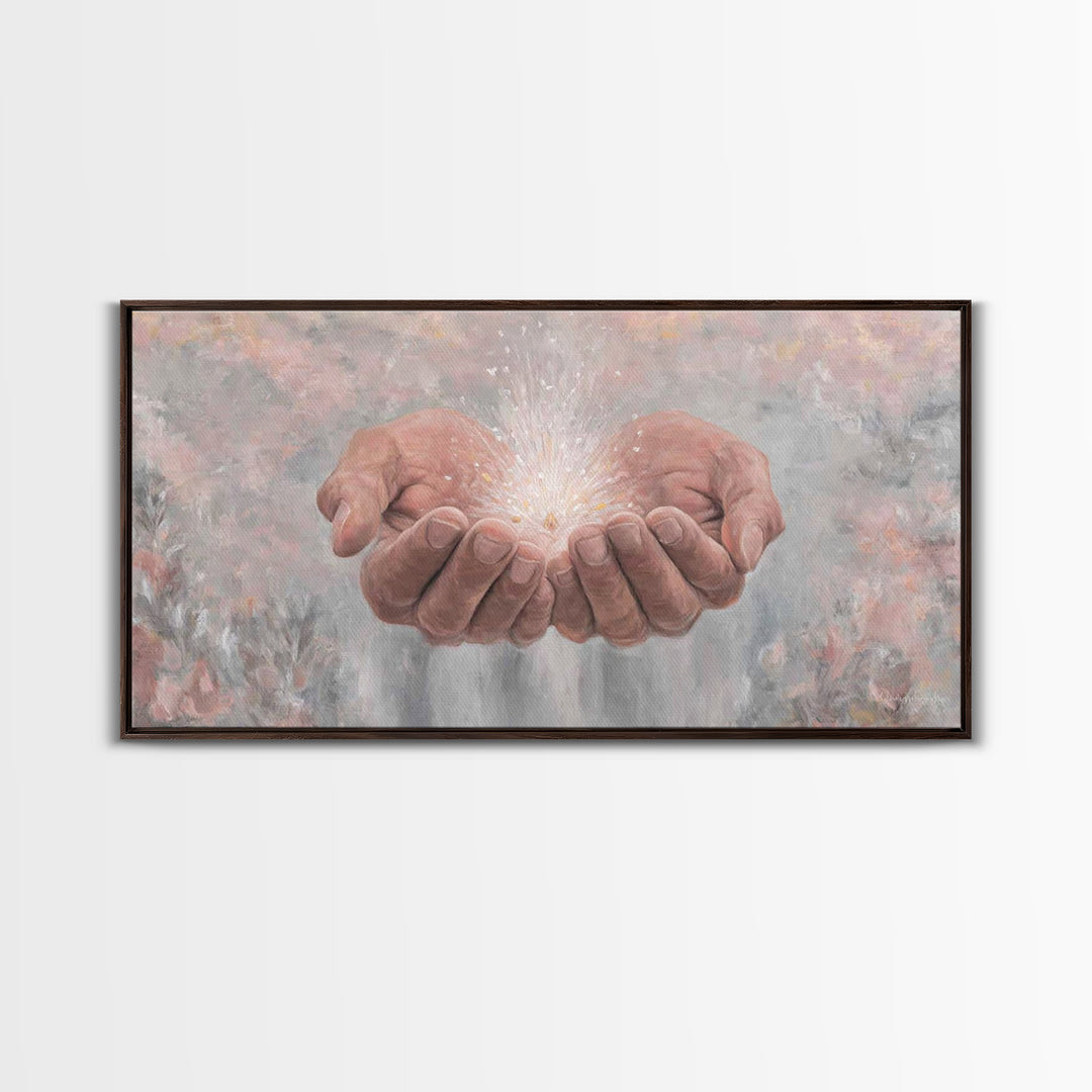 Blessing of Light – Framed Canvas Print – Christian Art Canvas – Christian Art Print – Christian Wall Art – Jesus Painting – Christian Deco
