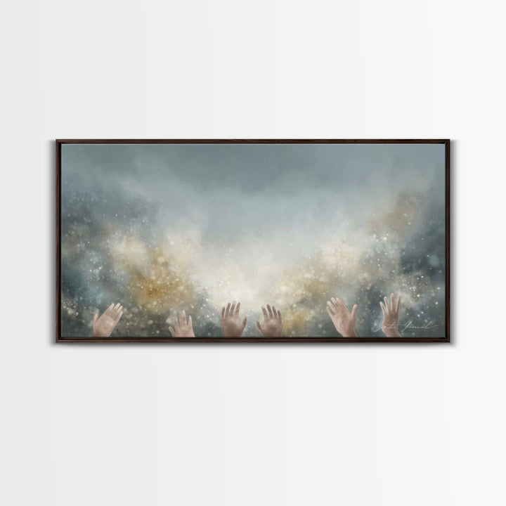 Glory Unveiled – Framed Canvas Print – Christian Wall Art – Subtle Christian Art – Christian Art Canvas – White Christmas Art