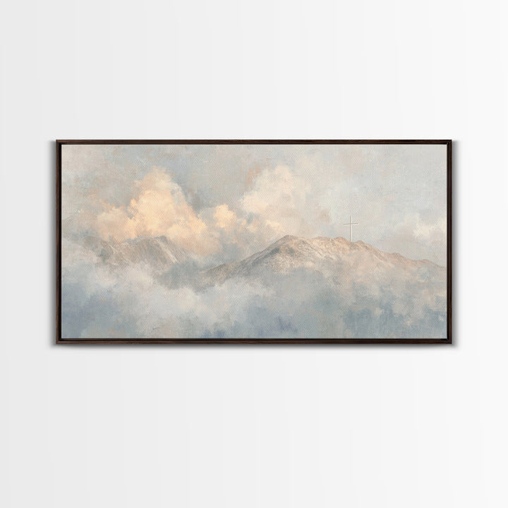 Heaven’s Crest – Framed Canvas Print – Christian Wall Art – Christian Art Canvas – Minimalist Christian Art – Christmas Art Prints