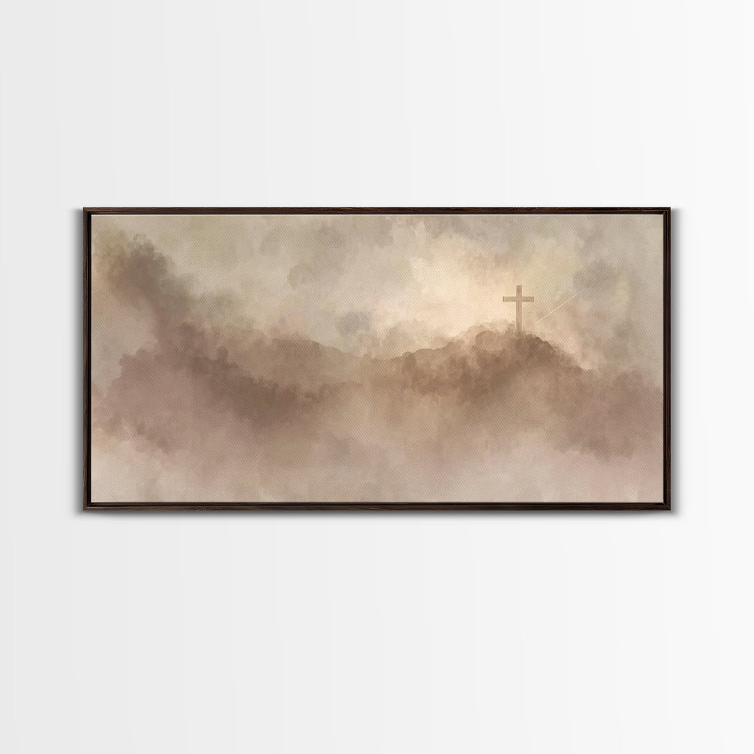 Silent Hilltop – Framed Canvas Print – Christian Art Canvas – Christian Wall Art – Subtle Christian Paintings – Christian Christmas Art
