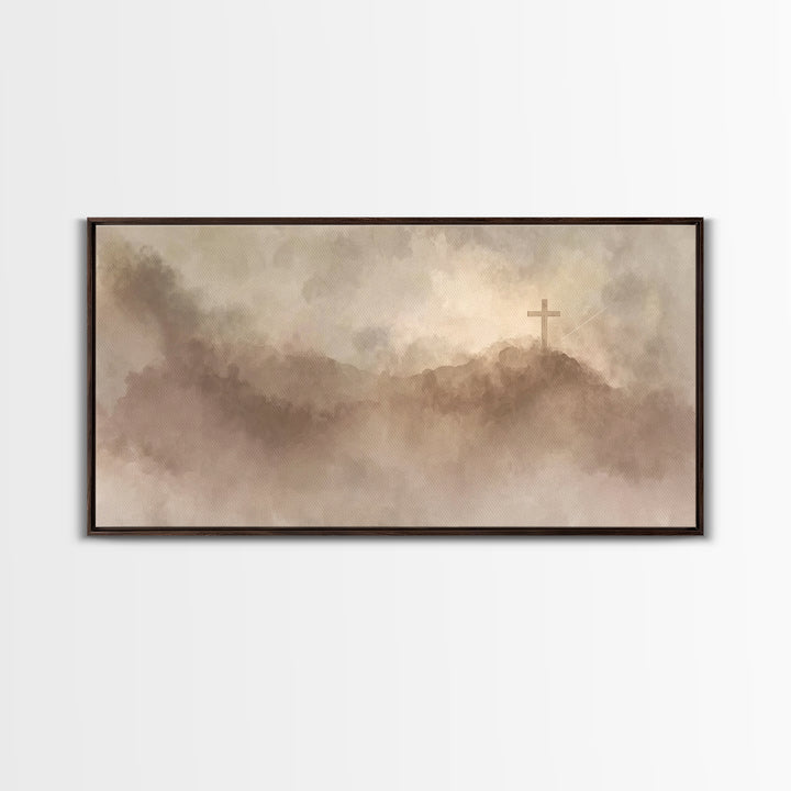 Silent Hilltop – Framed Canvas Print – Christian Art Canvas – Christian Wall Art – Subtle Christian Paintings – Christian Christmas Art