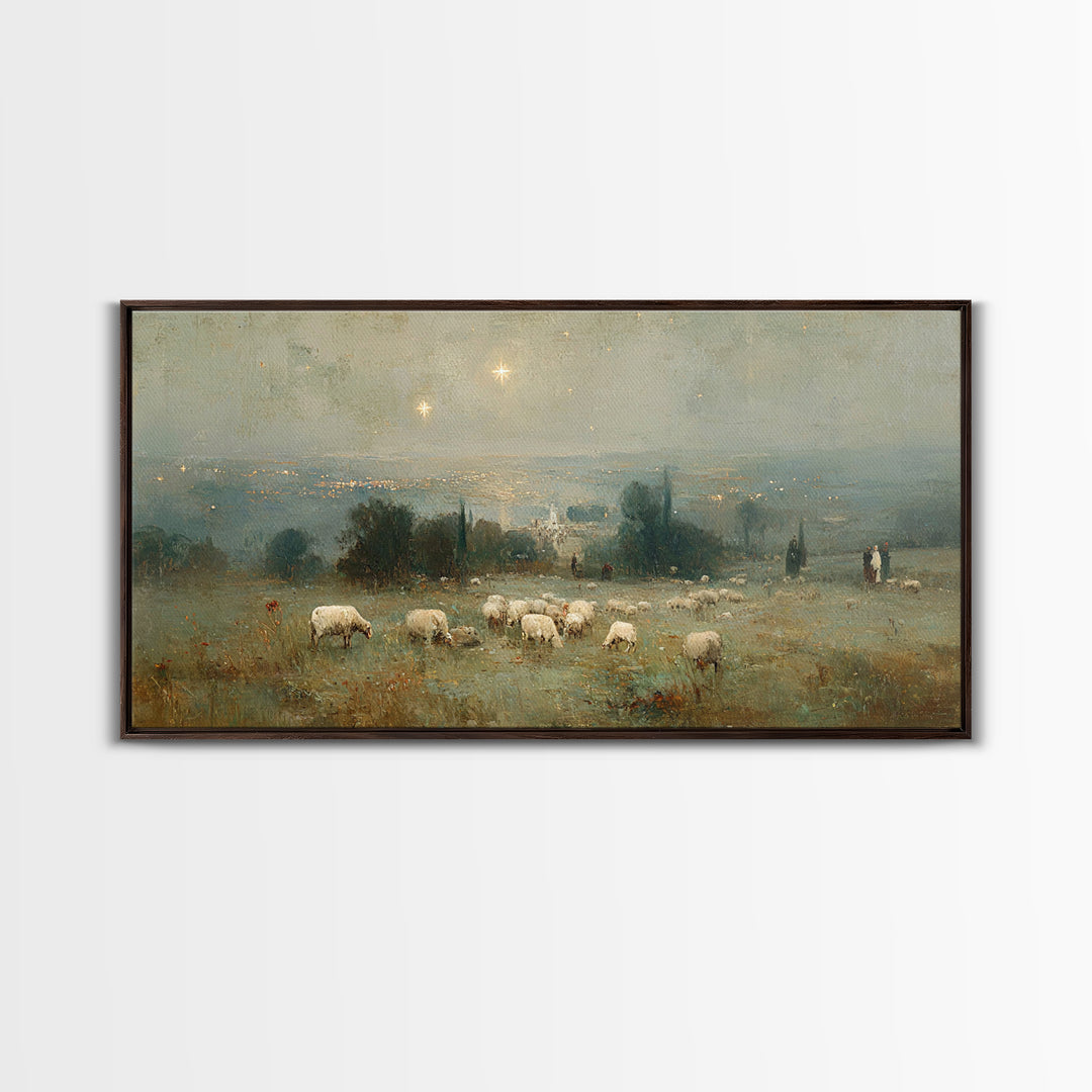 Shepherds Of Light – Framed Canvas Print – Christian Wall Art – Christian Art Canvas – Christmas Art Prints – Christian Christmas Decor